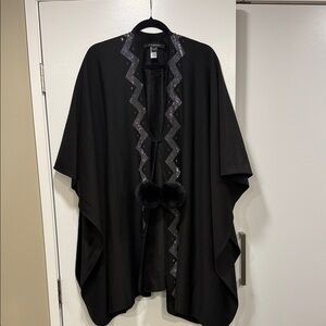 Marc New York Black Cape with Embellished Trim